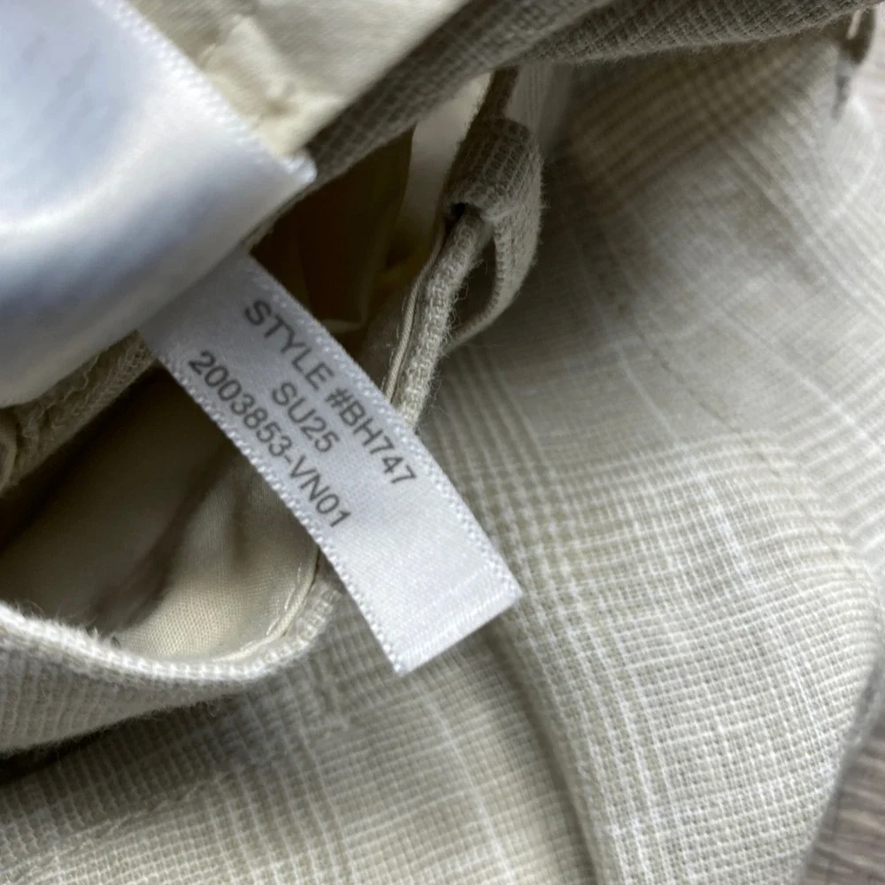 J.Crew Pants Mens 36x30 Beige Plaid Linen Cotton Straight Fit Casual Windowpane